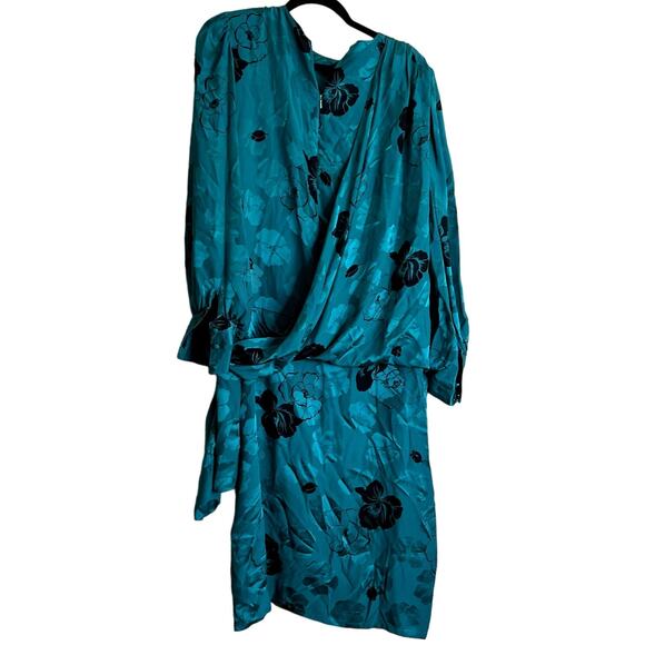 Francesca of Damon for Starington Dress Women 12 Green Silk Party VTG 70s 80s - Picture 2 of 12